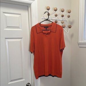 Banana Republic Vibrant Orange Silk Blend Polo Shirt - Orange - L